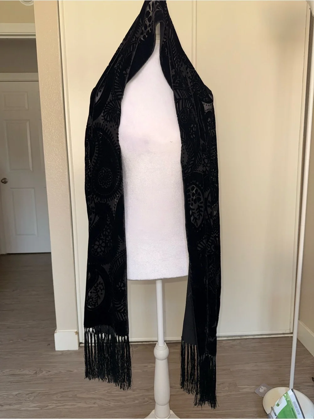132. Black Velvet Fringe Wrap Skirt - Women Dresses